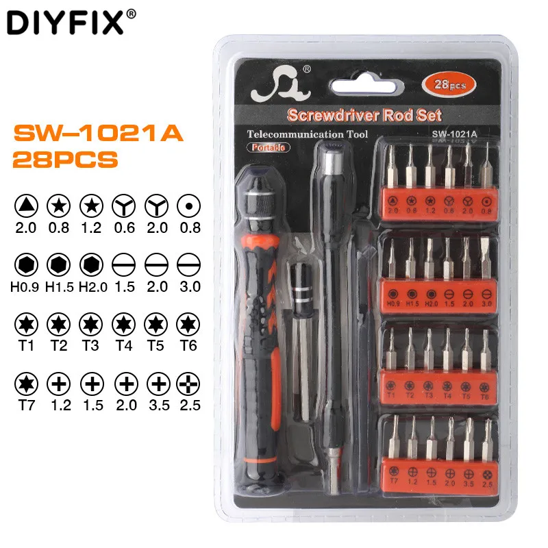 DIYFIX 28 in 1 Multi-Function Screwdriver Bit Set For Mobile Phone Household Disassemble Opening Repair Tools