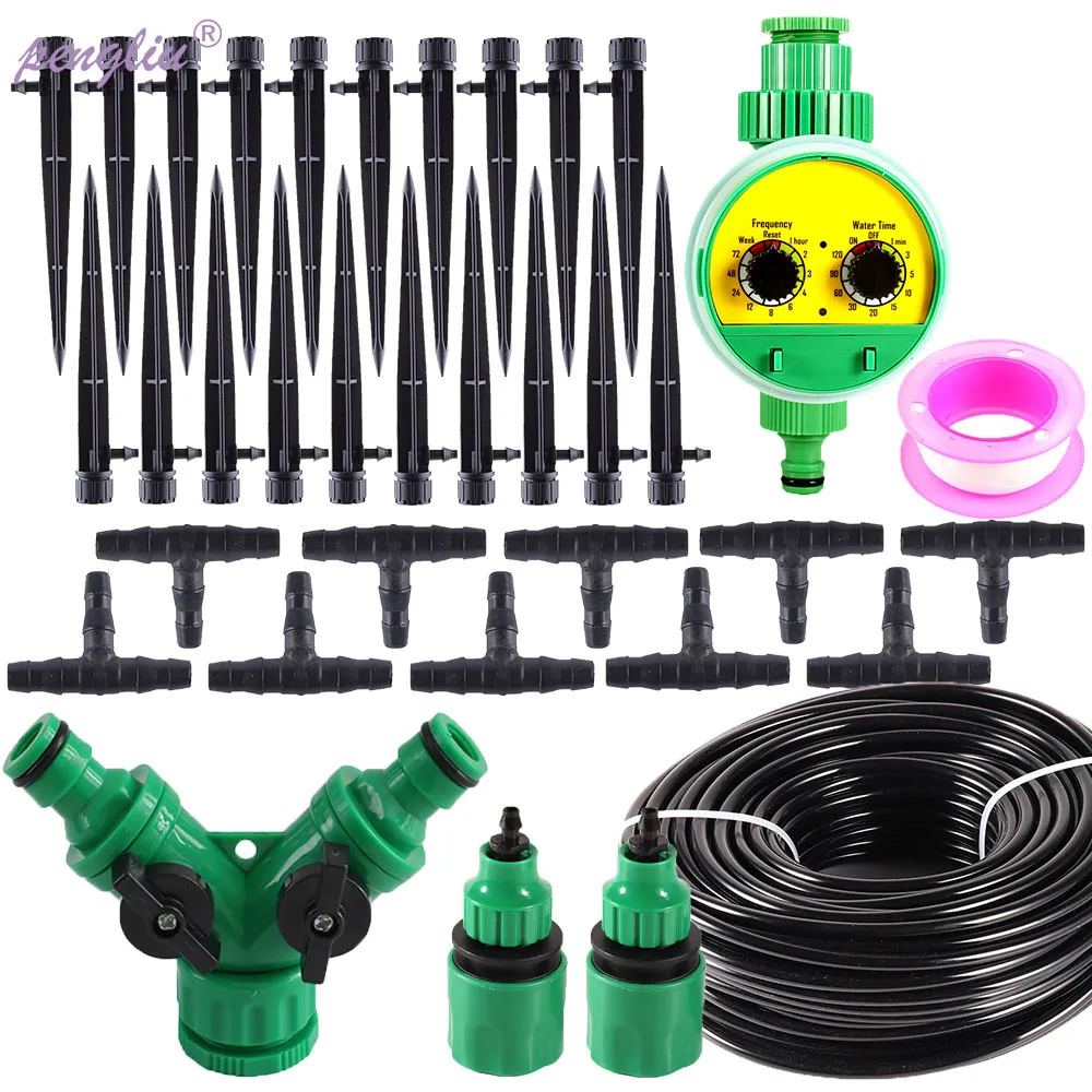 

Garden Hose 20M DIY Micro Drip Irrigation kit Plant Self Automatic Watering Timer With Adjustable Dripper Irriigation IT008