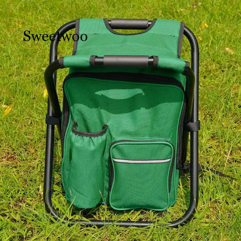 Outdoor Folding Chair Camping Fishing Chair Stool Backpack With Cooler Insulated Portable Picnic Bag Hiking Seat Table Bags