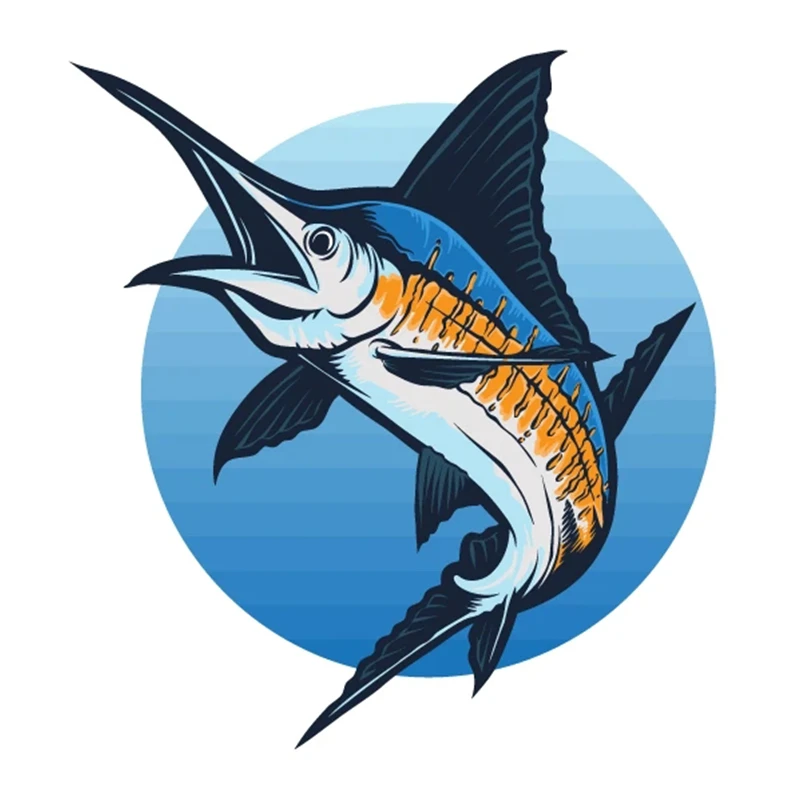 

S40563# Self-adhesive Decal Blue Marlin Fish Car Sticker Waterproof Auto Decors on Bumper Rear Window