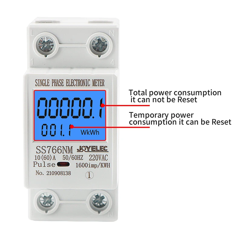 JOYELEC Ripristino monofase digitale Zero contatore di energia kWh tensione corrente consumo di energia misuratore wattmetro elettricità 220V ca.