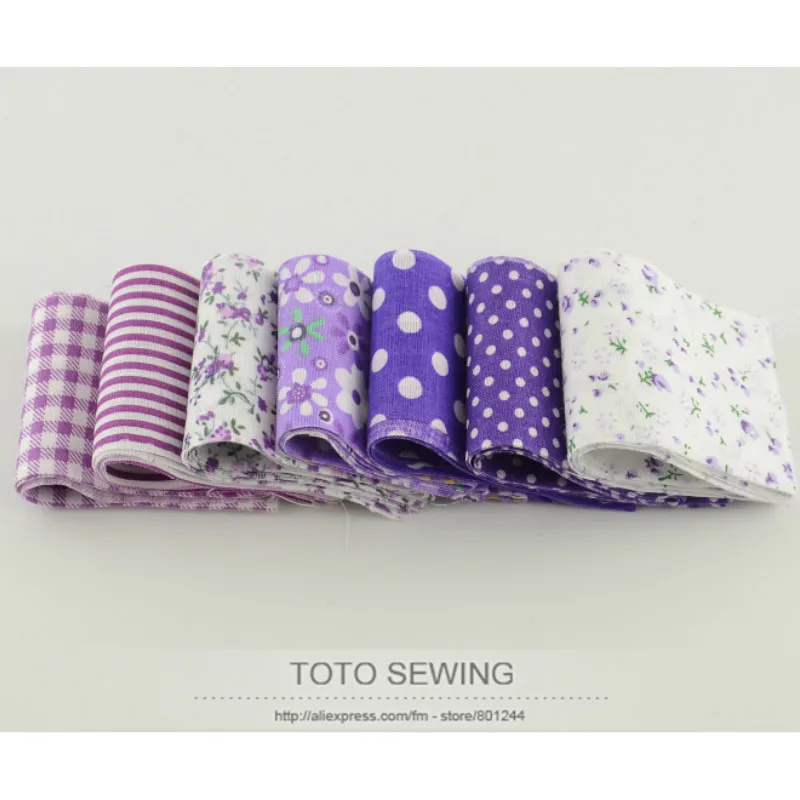 Booksew New Arrival Purple Sets 100% Cotton Fabric 7Pcs/Lot 5cm x100cm Quilting Patchwork Jelly Roll Fabric Strips Handcrafts