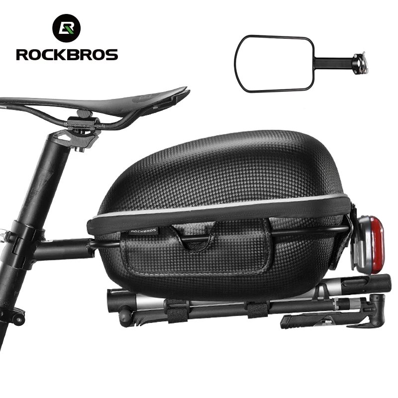 

ROCKBROS Bike Rear Rack Bag Hard Shell EVA Large Capacity Waterproof Seat Bag Road MTB Bicycle Saddle Reflective Hang Taillight