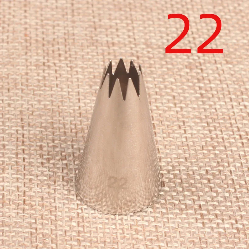 

22# Open Star 9-Tooth Cream Decorating Mouth 304 Stainless Steel Baking DIY Tool Small Number