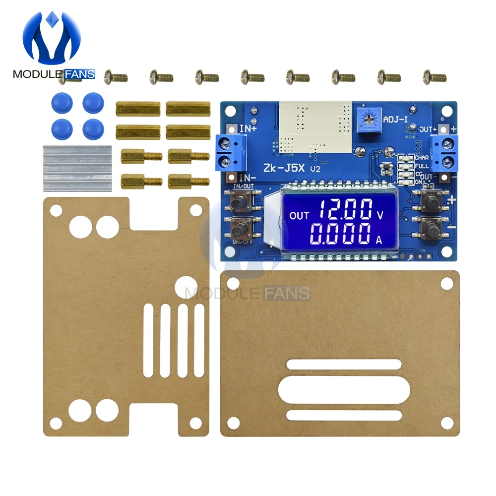 5A Constante Spanning Stroom Lcd Digitale Spanning Stroom Display Verstelbare Buck Step Down Power Supply Module Met Case
