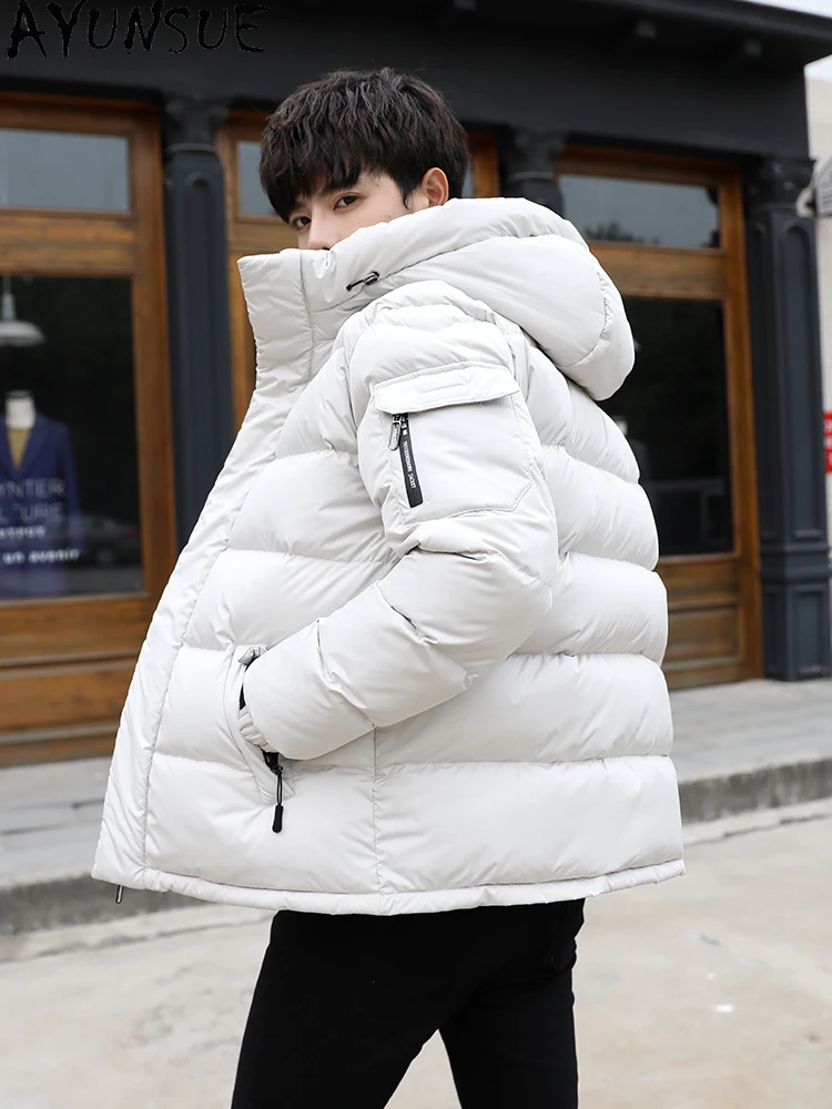 AYUNSUE 90% White Duck Down Jacket Men Warm Winter Coat Men Clothing Couple Puffer Jackets for Men Hooded Doudoune Femme KJ6391