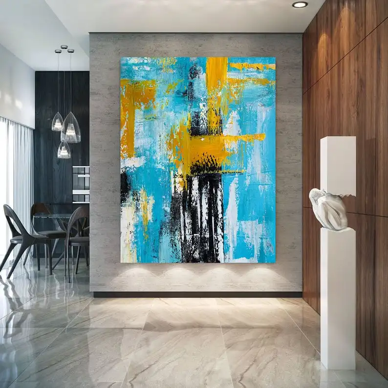 

Large Abstract Painting on Canvas Painting on Canvas Wall decor Bathroom Wall decor Gift for her Art Deco Wall Art