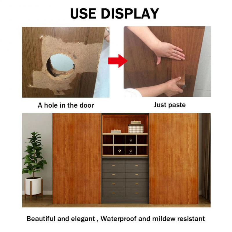 Wood Grain Repair Glue Waterproof Wood Vinyl Wallpaper Roll Adhesive Contact Paper Doors Cabinet Desktop Furniture Decorative