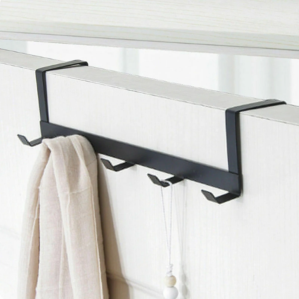 New Arrivals 1pc Metal Hanger Storage Holder Rack Over-The-Door Hook Rack Hanging Coat Hat Towel Bag Household Black White