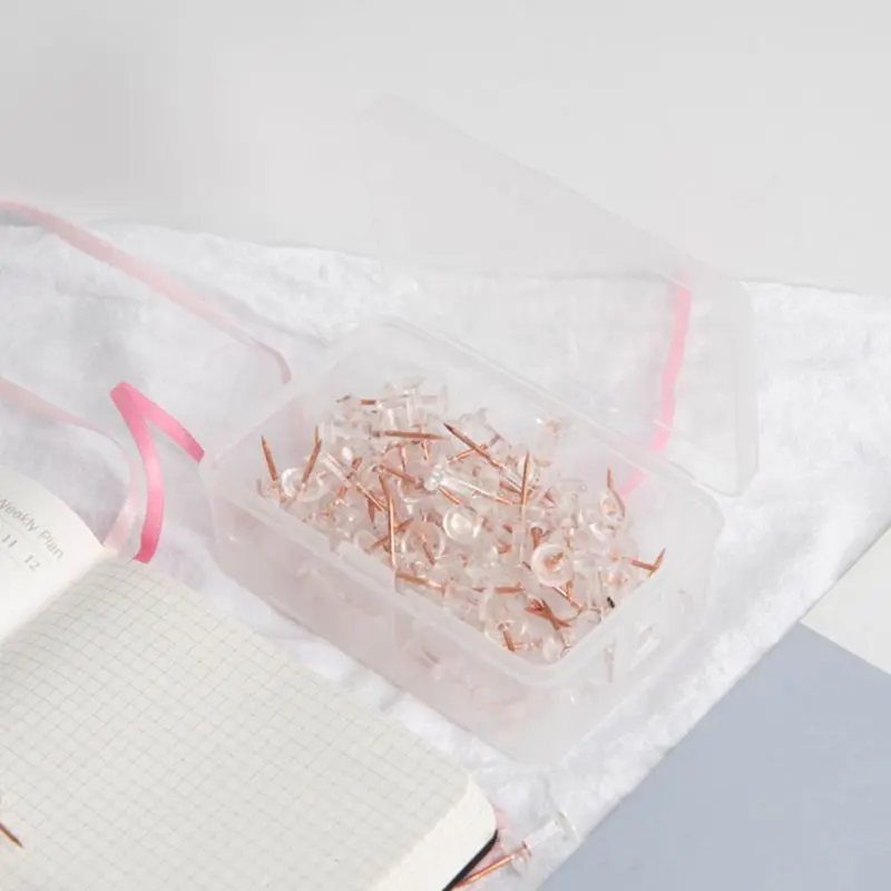 100 قطعة/المجموعة/المجموعة شفافة ارتفع الذهب دبابيس ضغط الإبهام الإبهام مجلس دبابيس رسم صور جدار ترصيع مكتب اللوازم المدرسية