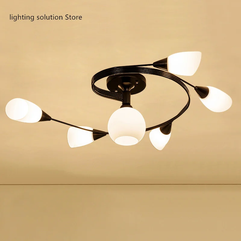 Vintage Ceiling Lights For Home Lighting Luminaire Multiple Rod Wrought Iron Ceiling Lamp E27 Bulb Living Room Lamparas De Techo