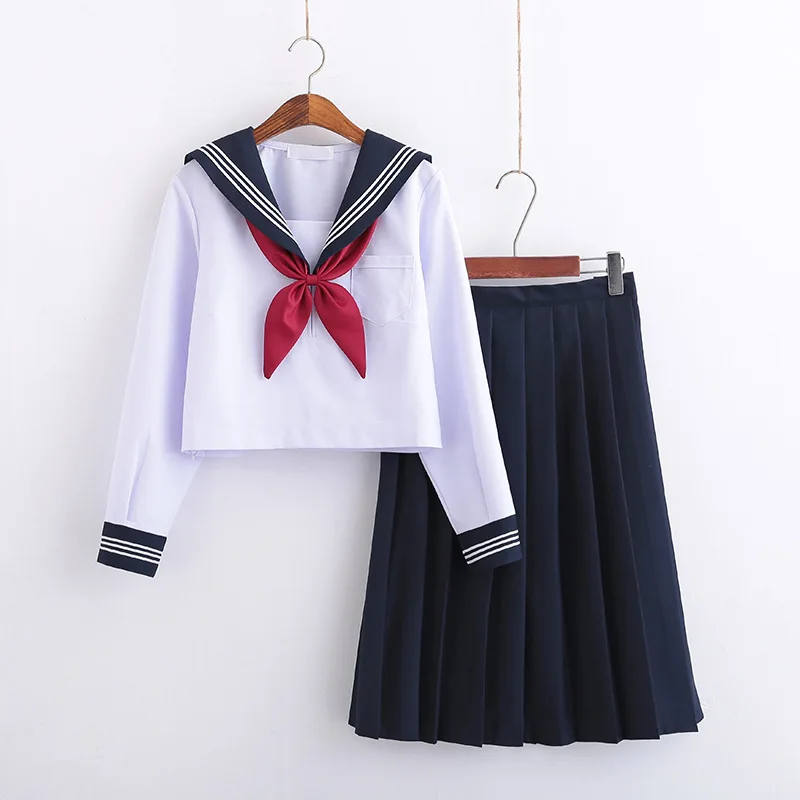 White Schoolgirl Uniform Japanese Class Navy Sailor School Uniforms Students Clothes For Girls Anime COSPLAY Sailor Suit