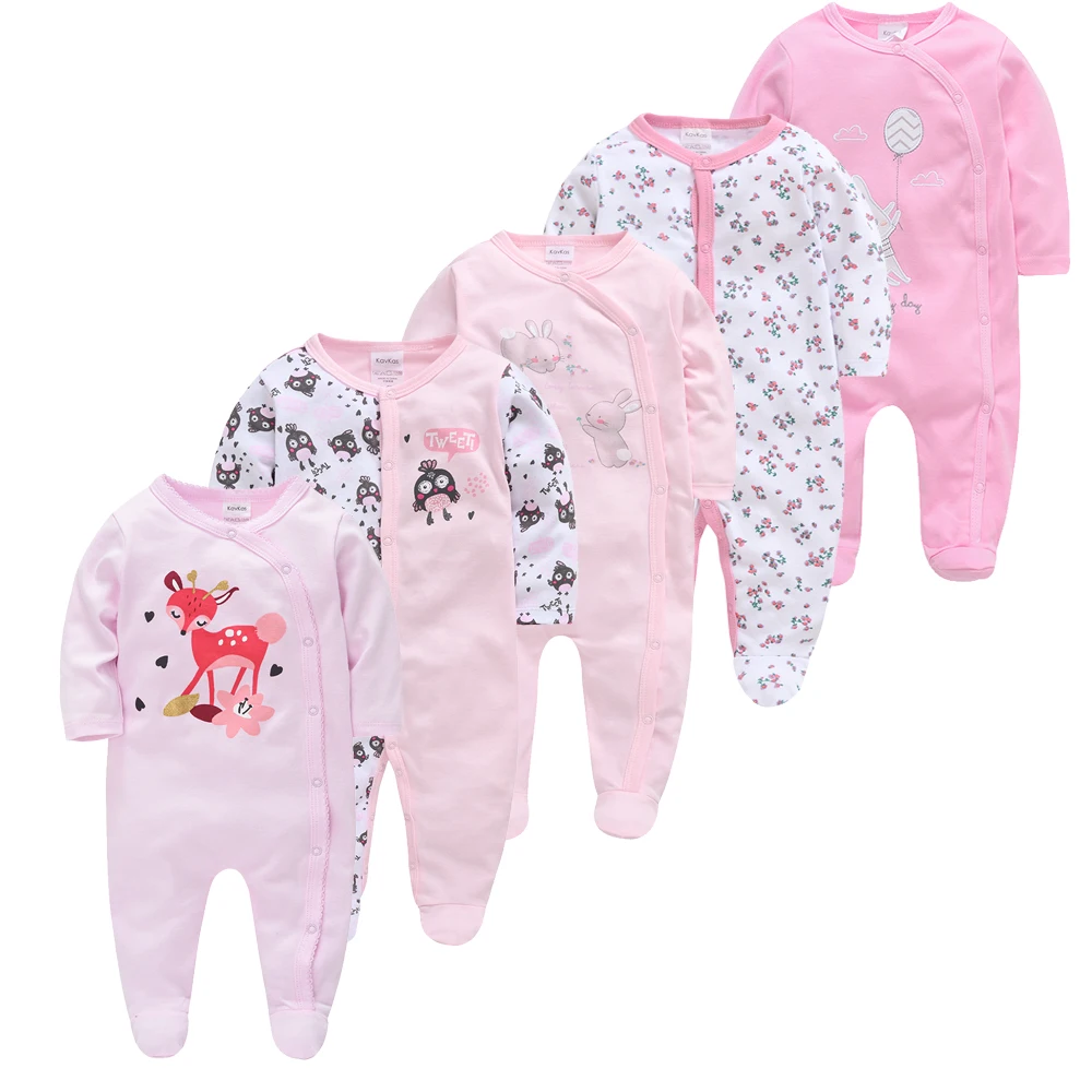 Kavkas 2/5pcs Baby Pyjamas Girl Boy Rompers bebe fille Cotton Breathable Soft ropa bebe Newborn Sleepers Baby Clothing