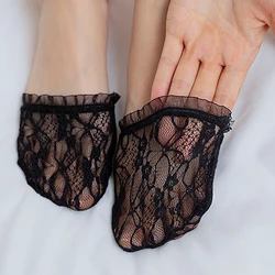 New Summer Woman Thin Lace Forefoot Socks Non-slip Slippers High Heels Invisible Half Foot Socks