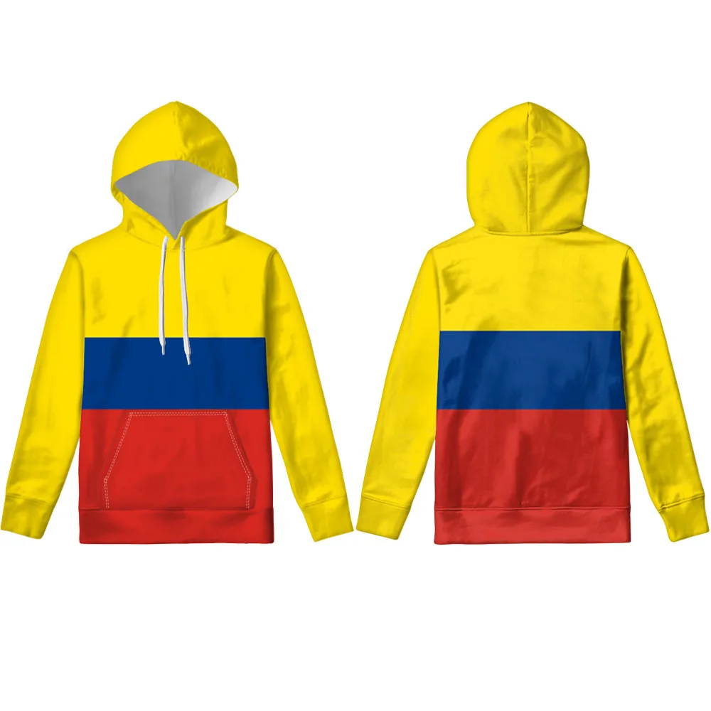 Colombia zipper hoodie Free 3d Custom Made Name Number Team Logo Co pullover Col Country Spanish Nation Flag clothes