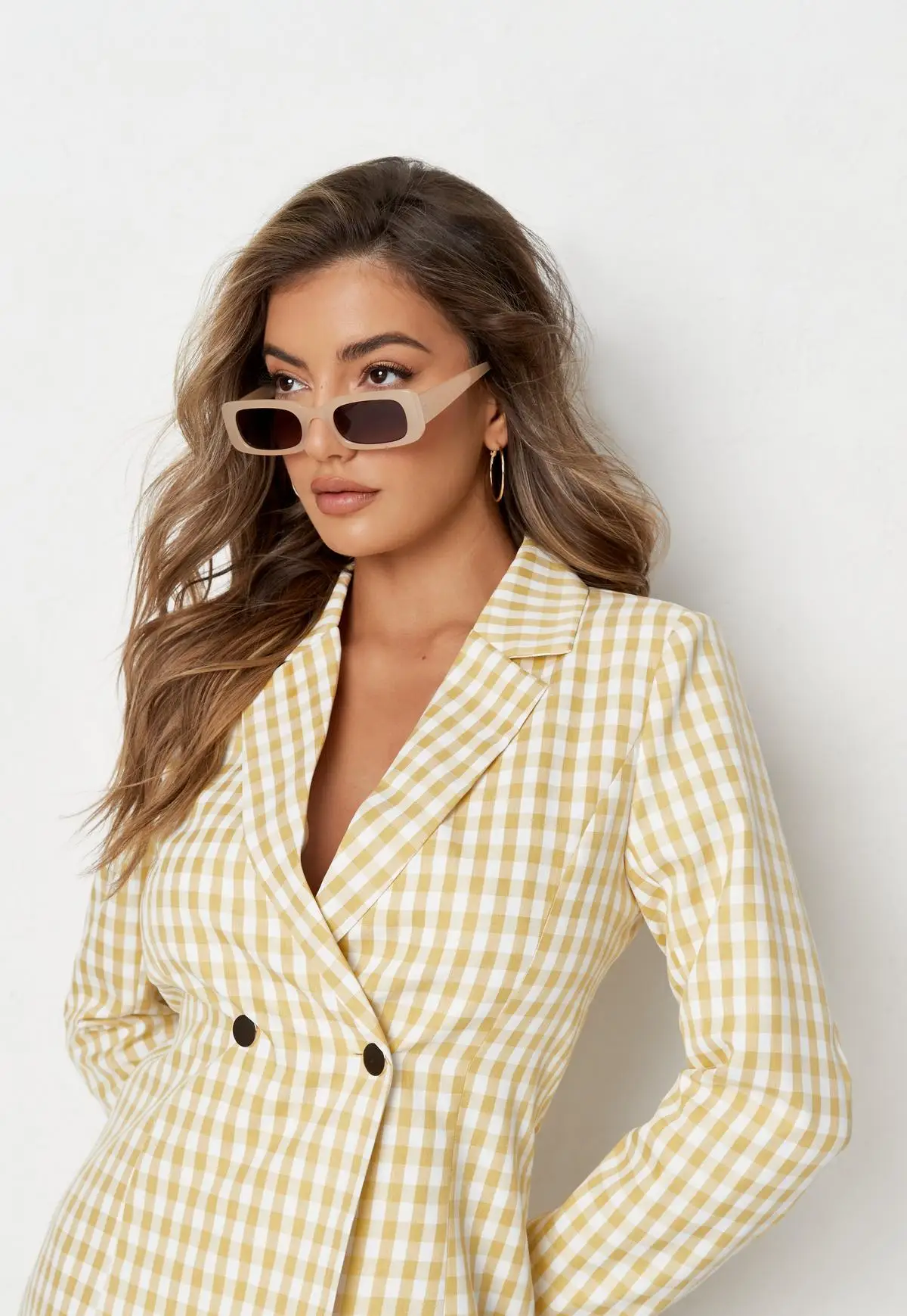 Traje de pantalón a cuadros amarillo claro para mujer, Blazer ajustado a cuadros para fiesta de graduación, ropa de Boda (chaqueta + pantalones) de verano