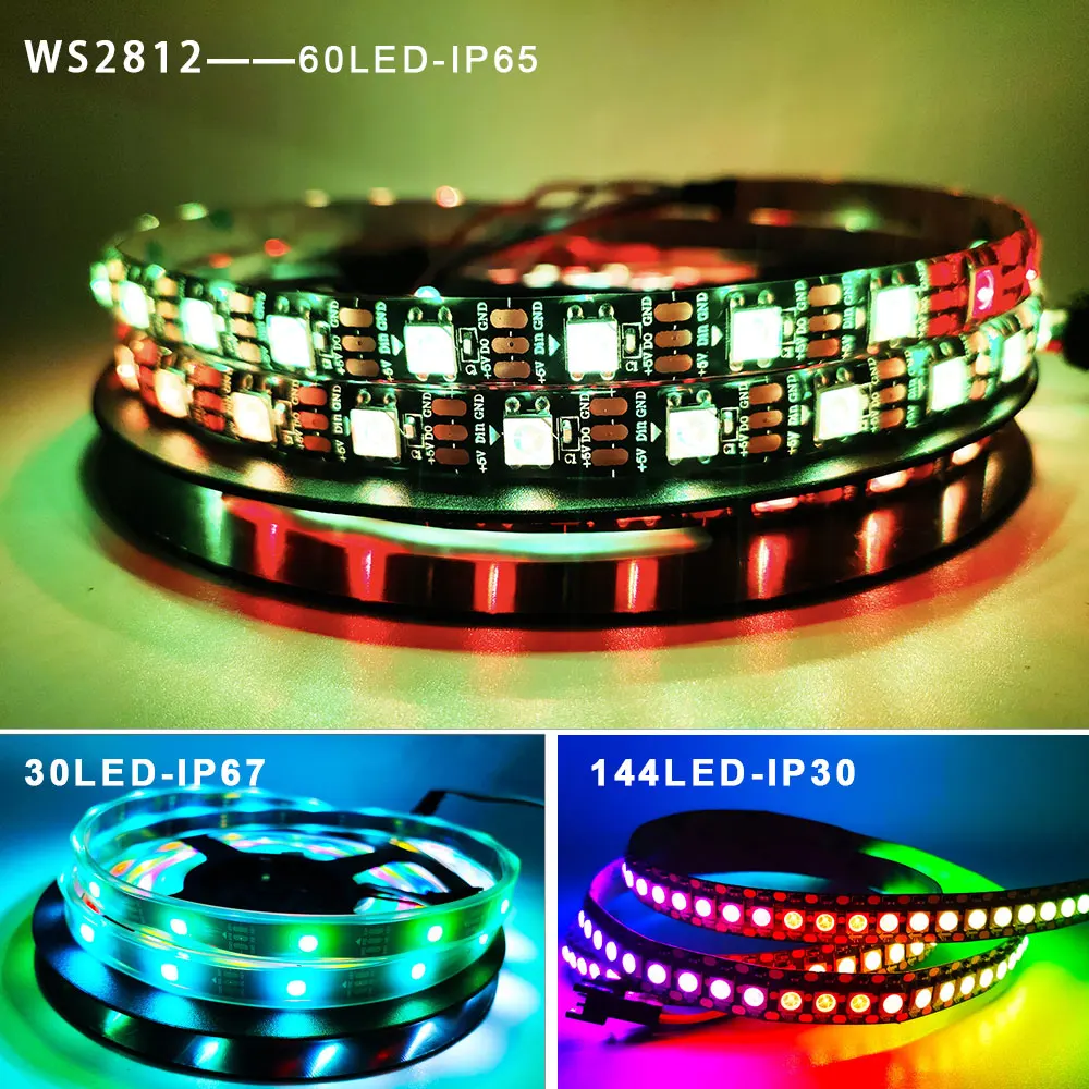 DC5V WS2812B Individually Addressable Smart RGB Led Strip Light Waterproof Home Decoration Christmas Party Black/White PCB