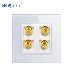 4 Pin Audio Socket Wallpad Luxury Crystal Glass Panel 110V-250V 4 pin Audio Sound Socket