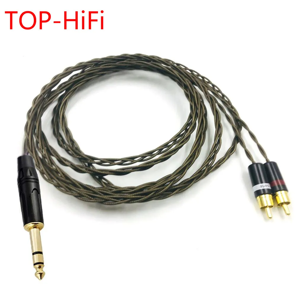 TOP-HiFi 1/4 6.35mm TRS Male to 2 RCA Male Cable Nordost Odin Siver Plated 6.35mm to Double RCA Male Audio Adapter Cable