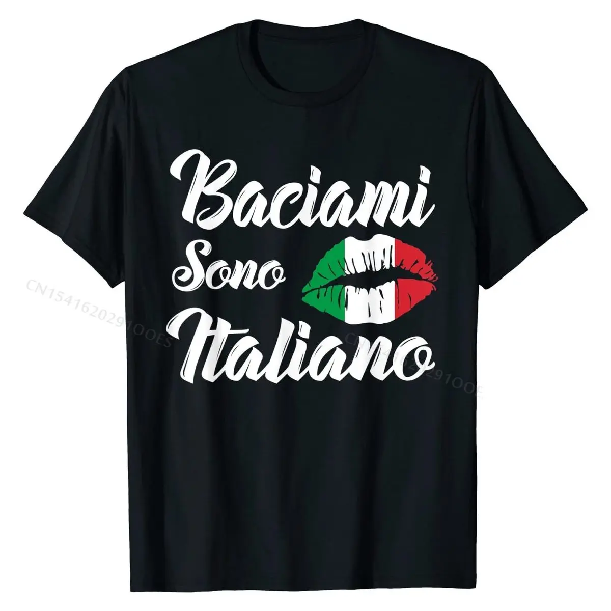 Baciami Sono Italiano Kiss Me Im Italian Italia Italy Funny T-Shirt T Shirts Slim Fit 3D Cotton Mens Tops Tees On