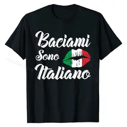 Baciami Sono Italiano Kuss Sie Mir Im Italienischen Italia Italien Lustige T-Shirt T Shirts Slim Fit 3D Baumwolle Herren Tops Tees auf