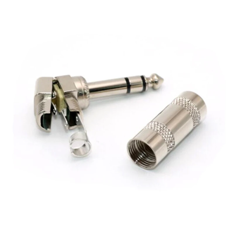 6.35มม.แจ็คปลั๊กไมโครโฟนเชื่อมต่อมุมขวาชายชุด6.5มม.ชุบนิกเกิลปลั๊กเสียง