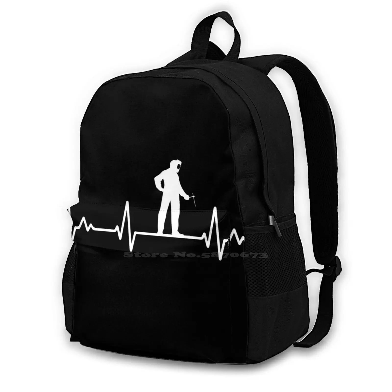 Heartbeat 3d Print Design Backpack Casual Bag S Funny Idea Funny Weld Quote Vintage Retro Metal Metalworker Quotes Dad