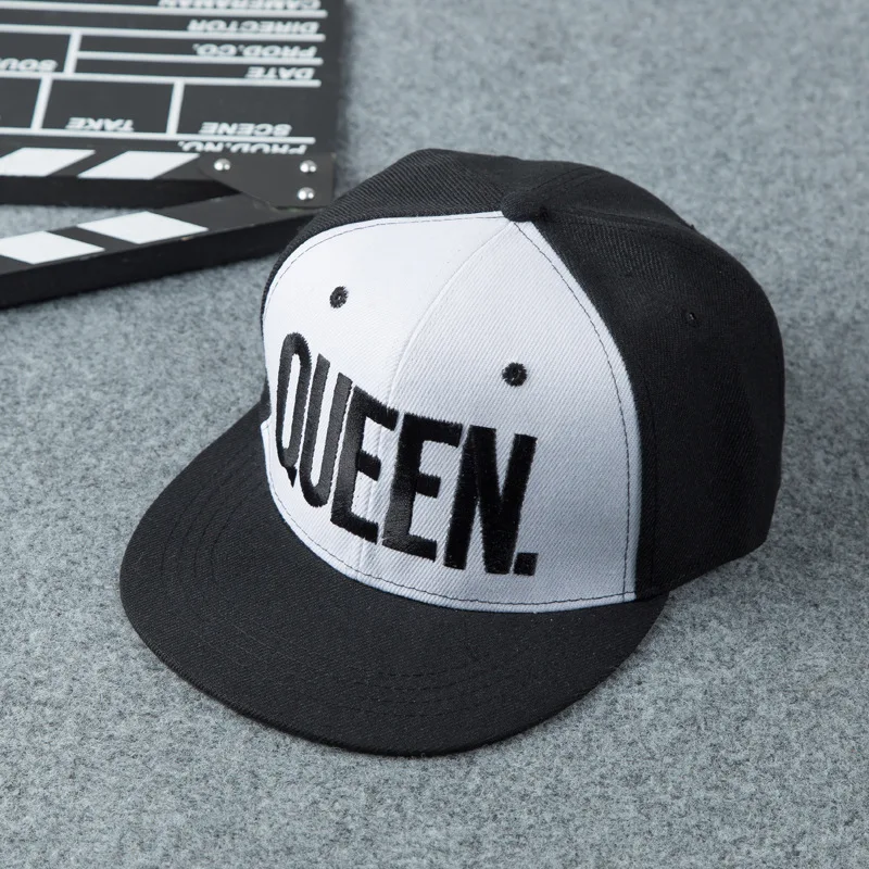 King and Queen 3D Embroidered Baseball Hats Couples Snapback Caps Hip Hop Style Flat Bill Hats Adjustable Size