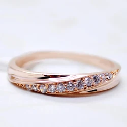 Engagement Wedding Rings For Women Promise Women's Dainty Ring Simple Rose Gold Color Cubic Zirconia Fashion Jewelry R314