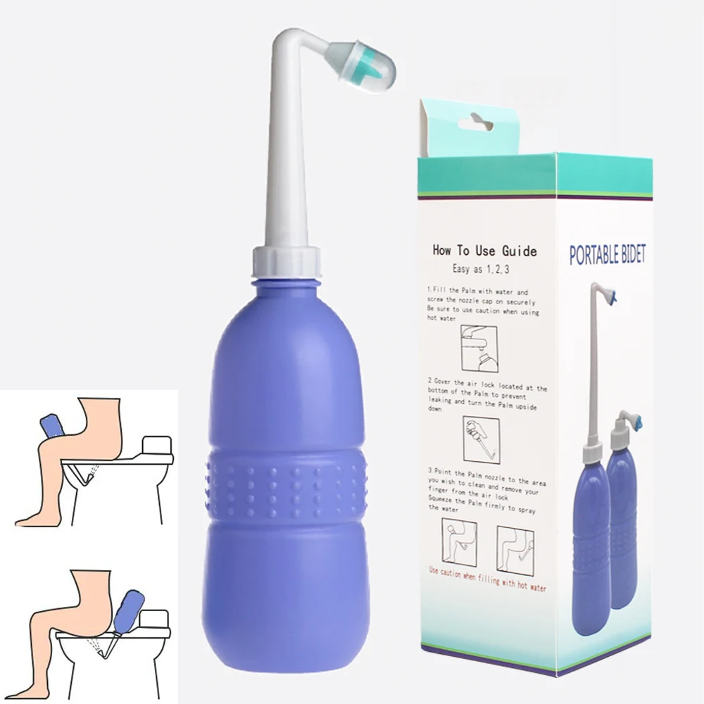 Sprayer Personal Cleaner Hand Held Bidet 650ml Blue Tackle Hygiene Washing Enema Anal Travel Portable Bidet Shower Head