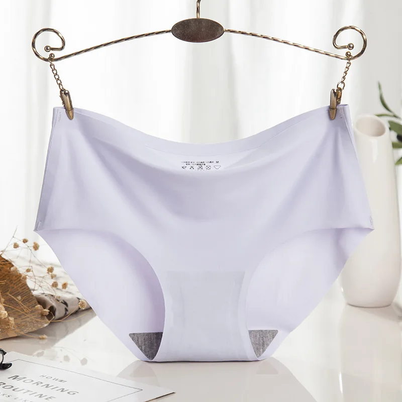3PCS Ice Silk Women's Panties Sexy Seamless mid Rise Lingerie Briefs Traceless Underpants Female Underwear for Comfortable Fit
