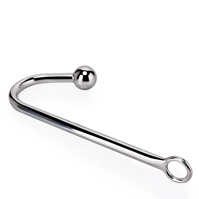 130g Stainless steel anal hook with beads hole metal butt plug anus fart putty slave Prostate Massager BDSM sex toy for men