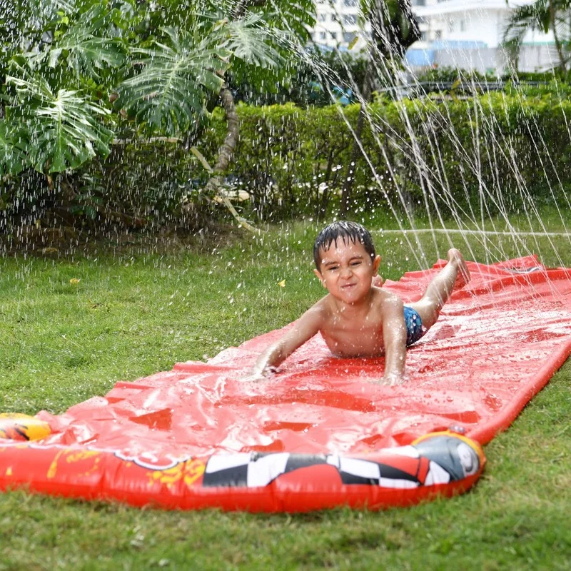 Water Slides Inflatable Water Slide Game Toy Water Toy Double Sliding Cloth Children Grass Outdoor Water Spray Pad Water Ring