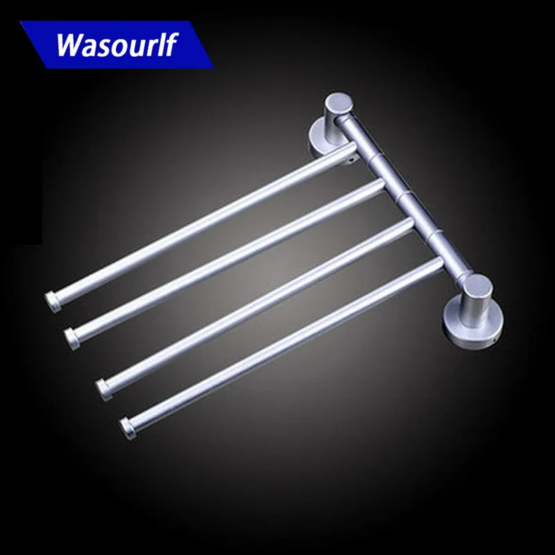 

WASOURLF Aluminum Movable Bath Towel Shelf Towel Racks Holder 4 Layer Clothes Hanger Nail Silver Shelving Bathroom Accessories