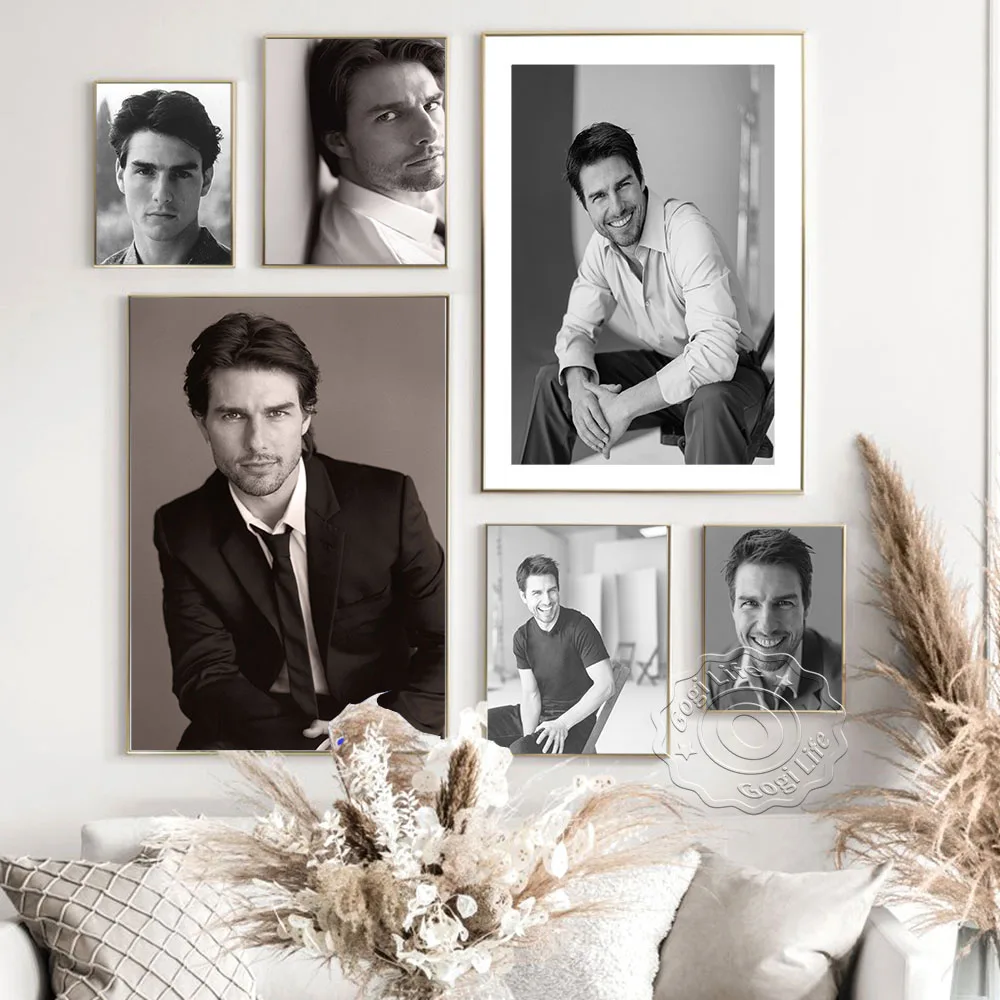

Famous Actor Tom Cruise Black And White Art Poster, Movie Actor Portrait Vintage Art Prints, Fans Collection, Home Decor Mural