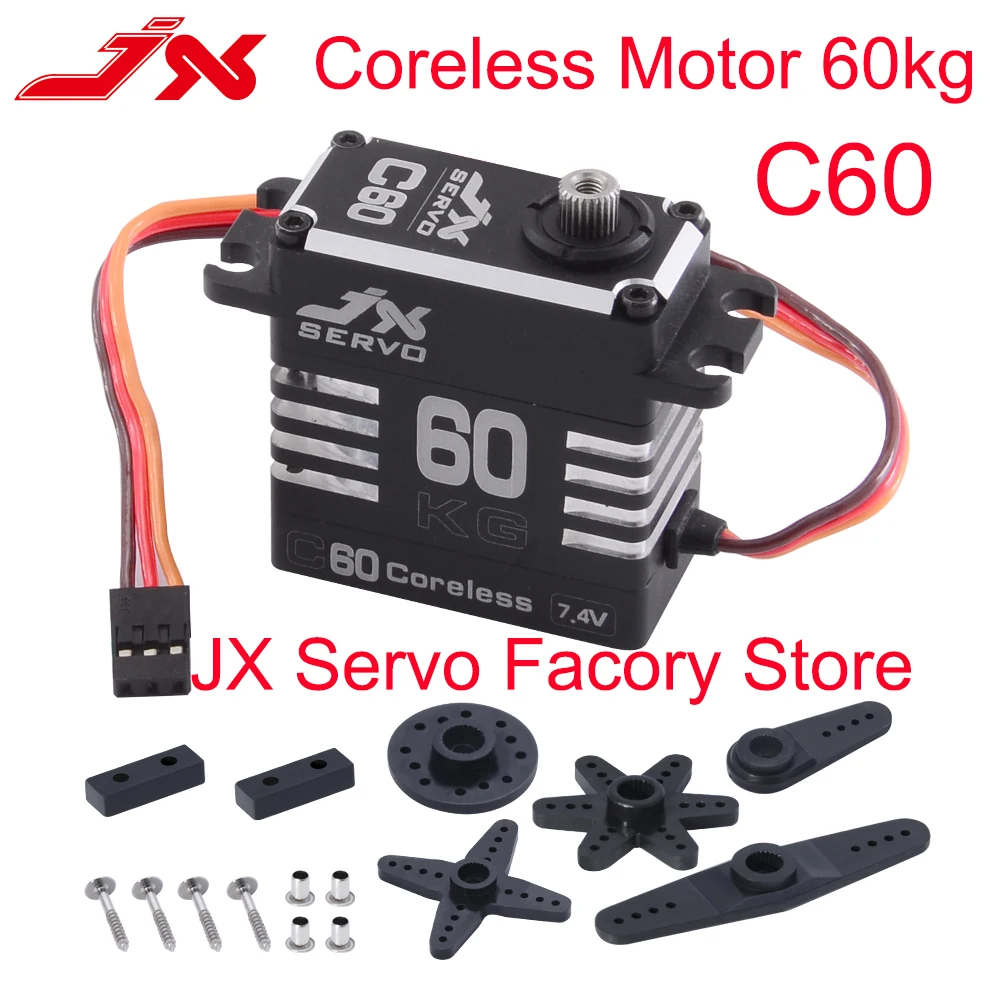 

JX SERVO C60 60KG High Torque Full Metal Case Coreless Motor High Pressure Metal Gear Servo for RC Car Boat Helicopter Parts