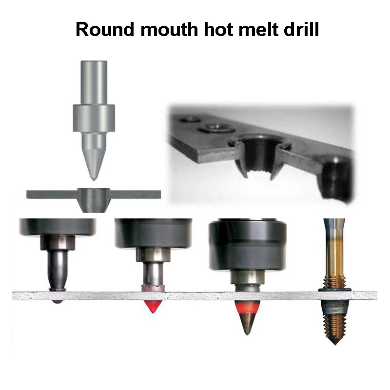 Melt Drill Bit Tungsten Steel Alloy Tensile Drill Bit M3 M4 M5 M6 M8 M10 M12 Flat And Round Mouth Type Extrusion Tap