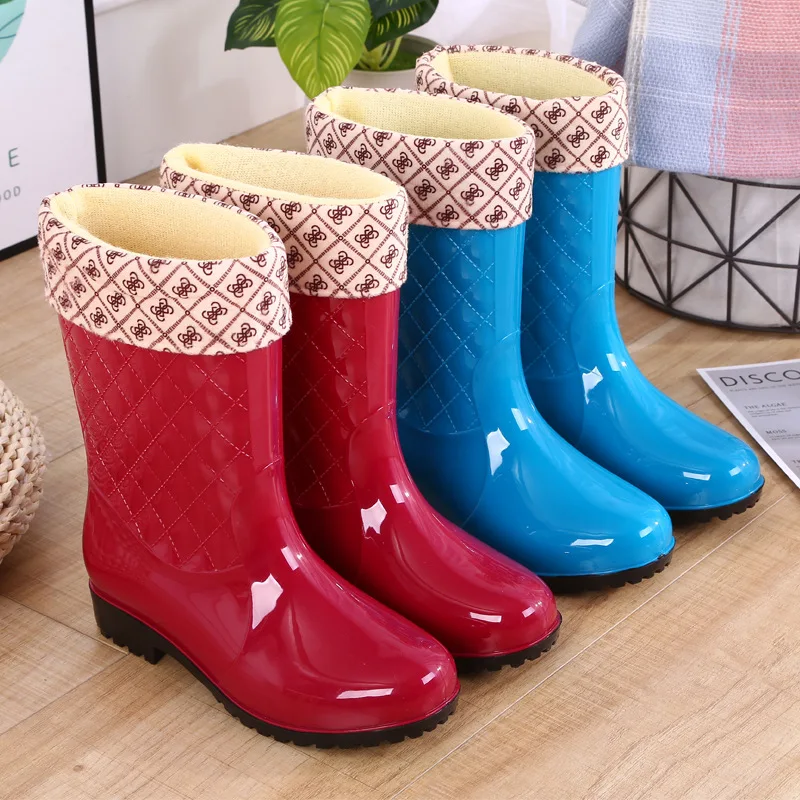 Rain Boots Woman Water Shoes Women Slip On Keep Warm Non-Slip Boots Women Lluvia Boots Washing Shoe Rain Boots For Women d34