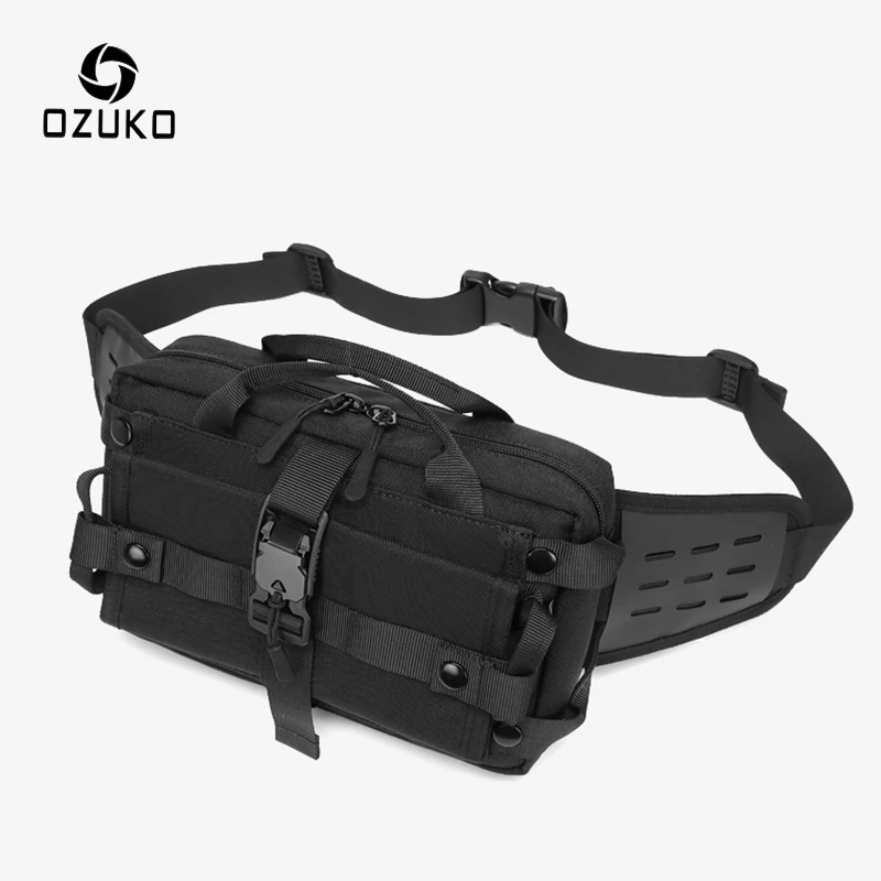 OZUKO New Design Men Waist Bag Fashion Outdoor Sports Chest Pack for Teenager Male Waterproof Shoulder Belt Bag Crossbody Bags