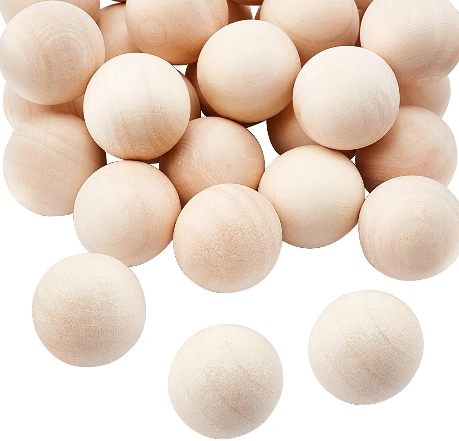 

20mm 25mm 30mm 40mm Natural Wooden Balls Unfinished No Hole Loose Round Spacer Wood Beads for Crafts DIY Jewelry Making 10-50Pcs