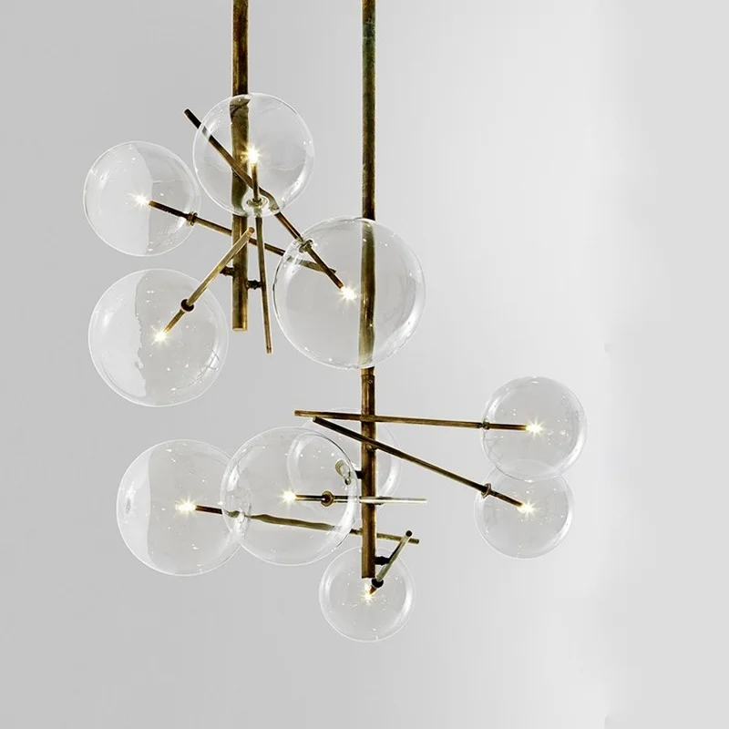 

Creative personality Milan design 6 heads Replicas Bolle lamp G4 LED glass ball pendant lamp for Living room Restaurant Bar