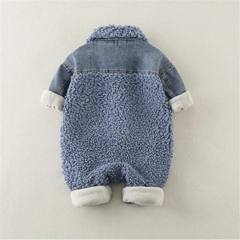 Winter Baby Romper Newborn Denim Velvet Baby Snowsuit Jumpsuits Thick Warm Baby Boys Romper Clothes Infant Baby Overalls Onesie