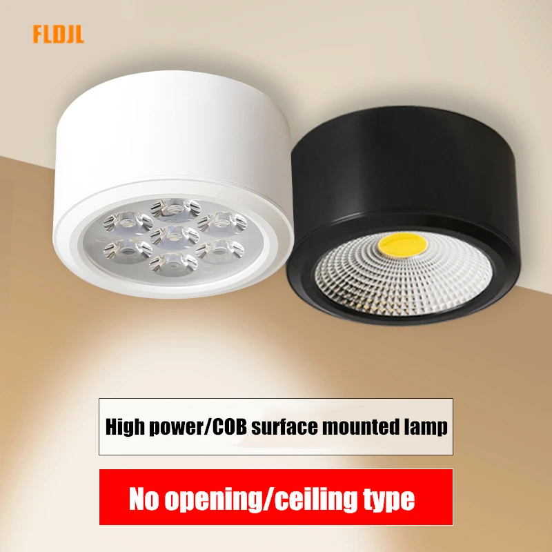 No opening dimmable surface mounted LED 5W/7W/10W/12W/15W COB spotlight high power ceiling lamp for kitchen and bathroom