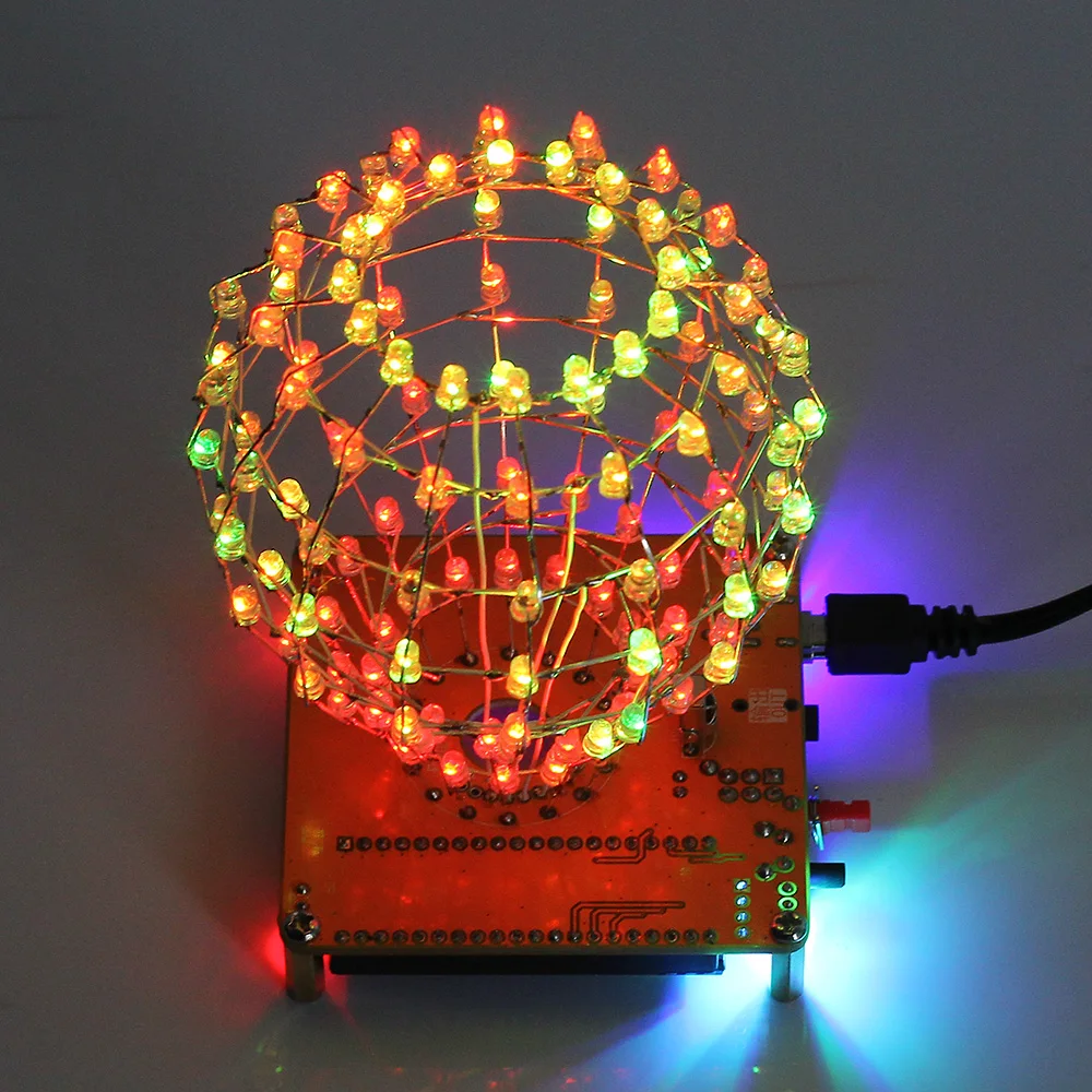 RGB LED Cubic Ball DIY Electronic Kit Colorful LED Cubeeds Components Soldering Project Practice Suite Valentine\'s Gift