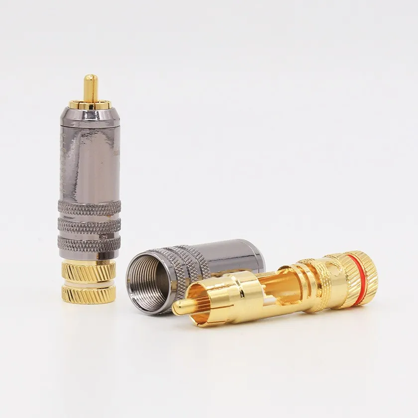 4 Pieces R1731 Hi-End Audio Gold Plated RCA Locking Plugs Audio Video Connectors