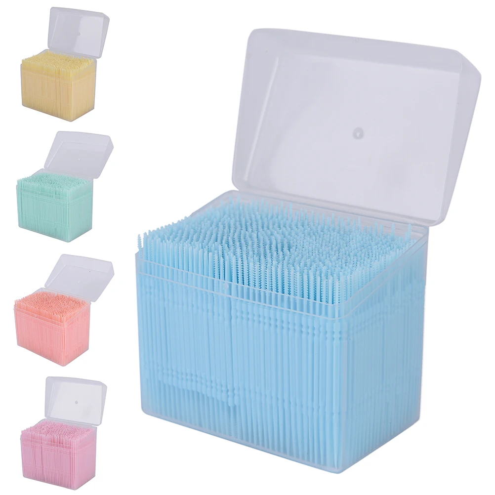 치실 칫솔 구강 위생 클리너, 이쑤시개 칫솔, 6.5cm 치아 청소 스틱, 박스 당 1100 개