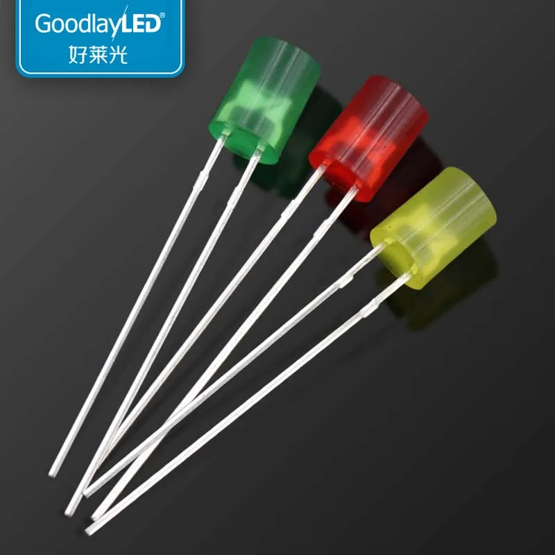 

1000PCS 5mm flat head color long leg red light yellow green direct plug light-emitting diode LED