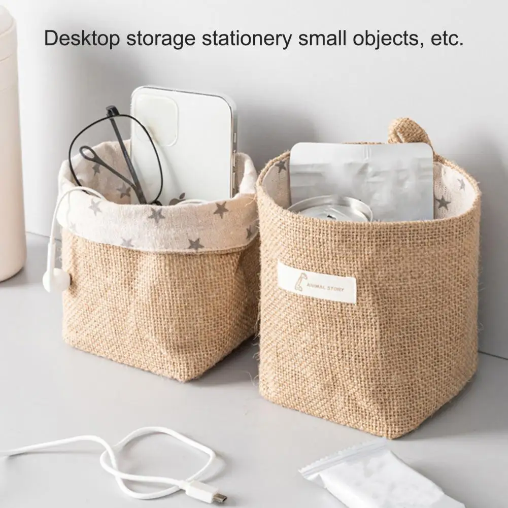 50%HOTStorage Basket Collapsible Space-Saving Cotton Flax Makeup Hanging Pocket Bag Home Decor