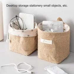 50%HOTStorage Basket Collapsible Space-Saving Cotton Flax Makeup Hanging Pocket Bag Home Decor