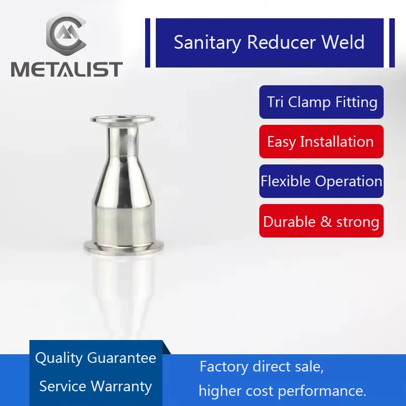 

METALIST Multiple Sizes Pipe OD 51mm to 102mm Sanitary Tri Clamp Ferrule Reducer Weld SS304 Reducer Pipe Connector for home brew